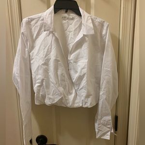 NWOT white collared crop top